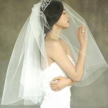 Véu de noiva 2020 branco marfim com pente, véu de noiva comprimento curto com pente 2024 - compre barato