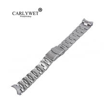 CARLYWET-Correa de reloj de acero inoxidable para Seiko, repuesto de banda de Metal de 22mm, con doble broche de empuje 2024 - compra barato