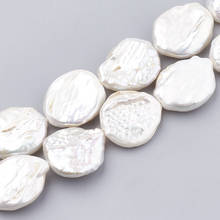 Cuentas de perlas naturales Keshi de 1 hebra, concha de mar redonda plana de Color, perlas de agua dulce, joyería de cuentas, accesorios para manualidades DIY 2024 - compra barato
