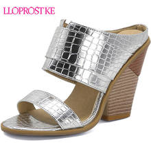 Lloprost-Sandalias de tacón alto con cuña para mujer, zapatos femeninos de fiesta elegantes, de estilo veraniego, con diseño de marca, 2020 2024 - compra barato
