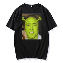 Nicolas Cage Shrek Summer T-Shirt Men Funny Meme Picolas Cage Awesome Cotton Tees O-Neck Short Sleeve T Shirt Harajuku Clothing 2024 - buy cheap