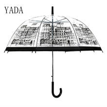 Yada-guarda-chuva em pvc transparente, casa de construção e coração, criativo, desenho animado, grande espessura, 2024 - compre barato