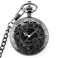 Steampunk Antique Retro Quartz Pocket Watch Vintage Bronze Gear Hollow Necklace Pendant Clock With Chain Men's Women Gifts 2024 - buy cheap