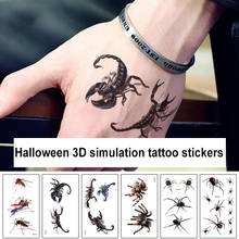 Adesivos de tatuagem de aranha assustadora 3d, tatuagem falsa ceactive de halloween, arte corporal, tatuagens temporárias, adesivos de tatuagem à prova d'água 2024 - compre barato