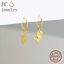 FC Jewelry 925 Silver Korean Small Gold Color Animal Dinosaur Bead Pendant Ear Piercing Hoop Earring For Women Kid 2020 Fashion 2024 - buy cheap