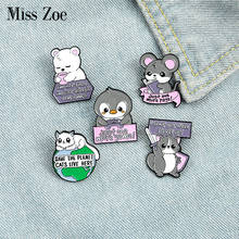 Animals Quotes Enamel Pins Custom Cat Rat Penguin Raccoon Bear Brooches Shirt Lapel Badge Bag Funny Cute Jewelry Gift for Kids 2024 - купить недорого