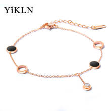 YiKLN Vintage Stainless Steel Rose Gold Beaded Chain Round Charm Leg Anklets For Women Ankle Bracelet Woman Foot Jewelry YA19005 2024 - buy cheap