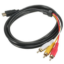 New Black 5 Feet 1.5m HDMI Male to 3 RCA Video Audio AV Cable Adapter For HDTV 1080P 2024 - buy cheap