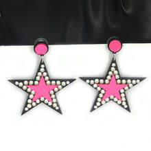 Hip Hop Crystal Acrylic Star Stud Earrings Women Long Big Earrings Night Club Fashion Jewelry Accessories 2024 - buy cheap