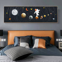 Pintura en lienzo de astronauta espacial para caminar, Sistema Solar abstracto, planetas, arte de pared, carteles e impresiones, decoración nórdica para sala de estar y el hogar 2024 - compra barato