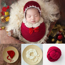 Newborn Photography Clothing Crochet Christmas Hat+Shawl+Wrap 3Pcs/set Studio Baby Photo Props Accessories Infant Newborn Gift 2024 - buy cheap
