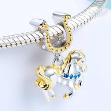 Pingente ferradura para pulseira feminina, berloque original em prata esterlina 925 para mulheres pulseira original da moda europeia pingente de joia para presente 2024 - compre barato