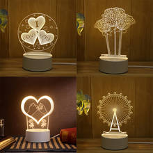 USB 3D romántico amor LED mesita de noche acrílico escritorio lámpara de mesa iluminación sala de estar dormitorio decoración para San Valentín Da 2024 - compra barato