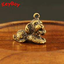 Vintage Copper Cute Kneeling Puggy Key Chain Ring Pendants Pug Ornaments Car Keyring Trinkets Metal Brass Dogs Friends Keychains 2024 - buy cheap