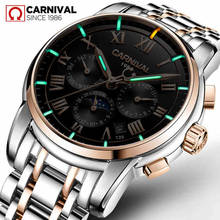 Carnival Tritium Automatic Mechanical Men Watches Mens Top Brand Luxury Watch Male Moon Phase Luminous Wristwatch Reloj Hombre 2024 - buy cheap