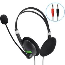 Plugue de fone de ouvido com redução de ruído, headset estéreo com microfone para pc com fio 440mm 3.5 2024 - compre barato