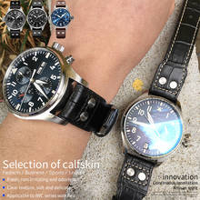 Correa de reloj de piel de becerro de 20mm, 21mm, 22mm, adecuada para IWC, Mark LE Petite PRINCE, Big PILOT, Spitfire, Timezone, accesorios de reloj negro 2024 - compra barato