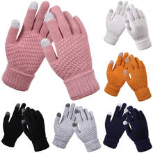 Winter Gloves Women Men Winter Warm Touch Screen Knitted Thicken Anti Slip Full Finger Gloves Outdoor Work Gloves 2024 - buy cheap