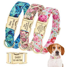 Coleira de nylon personalizada para cães, placa de identificação para animais de estimação, identificação gravada, patente para cães pequenos e médios 2024 - compre barato