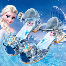 Disney cartoon girls sandals  new fashion high-heeled princess shoes children summer shoes little girls elsa Frozen shoes 2024 - buy cheap