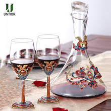 UNTIOR-Juego de decantador de copa de vino tinto de cristal, Copas de boda, champán, whisky, caja de regalo szklana, Color esmalte creativo 2024 - compra barato
