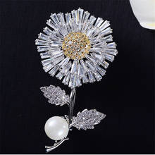 Elegant Pearl Chrysanthemum Brooch Luxury Rhinestone Flower Pin White Crystal Brooches Pins for Women Men Wedding Jewelry broche 2024 - buy cheap