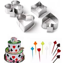 4pcs/set Poker Card Cookie Mold 3D Stainless Steel Cake Mould Fondant Bread Cookie Cutter Kitchen Wedding Baking Tools 2024 - buy cheap