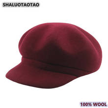 SHALUOTAOTAO Autumn Winter Women's 100% Wool Newsboy Caps New Thermal Thicken Octagonal Cap Elegant Wild Lady Brands Leisure Hat 2024 - buy cheap