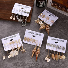 KINFOLK Vintage Gold Shell Conch Earrings Set Bohemian Shell Starfish Drop Earrings for Women Jewelry Brincos Accessories Gifts 2024 - buy cheap