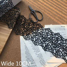 10CM Wide Black Water Soluble Lace Hollow Out Rose Embroidered Ribbon Trim For DIY Scarf Garment Dress Sewing Guipure Supplies 2024 - buy cheap