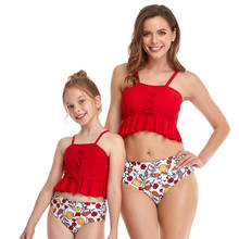 Conjunto de Bikini para niños y niñas, traje de baño de dos piezas para madre e hija, ropa de playa, 2021 2024 - compra barato