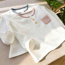 Camiseta de manga larga para niños, Tops holgados de lino y algodón, ropa informal para bebés de 0 a 5 años, BC891, novedad de 2020 2024 - compra barato