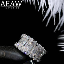 Aeaw anel de luxo sólido 14k, anel de diamante de moissanite dourado, corte redondo, meio anel de aniversário 2024 - compre barato