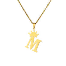 Fashion Initials Letter Pendant Necklaces Gold Color Stainless Steel Crown Alphabet Necklace For Women Jewelry Gift 2024 - buy cheap