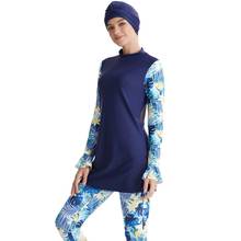 Traje de banho muçulmano tradicional hijab, roupa de banho de manga longa moda bordada para mulheres 2024 - compre barato