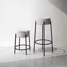 Customized Bar Chair Home Furniture Nordic Minimalist Designer Stool Metal Iron Soft Bag Small Round Bar Stools Dressing Chairs 2024 - buy cheap