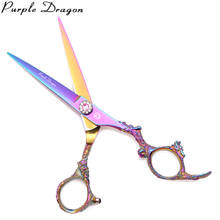 Tesoura de cabelo arco-íris roxo dragon 6 ", japonesa 440c 9005 #, para cabeleireiro, tesoura para corte de cabelo 2024 - compre barato