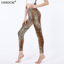 Chsdfácil-legging com estampa de leopardo, feminino, malhação, elastano, cintura alta, elástico, fitness, calças para atividade física 2024 - compre barato