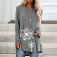 4# Women Long Sleeves T-shirts Oversize Floral Casual Women's Clothing O-neck Pullover Loose Tunic Top T-shirt Женские Футболки 2024 - buy cheap