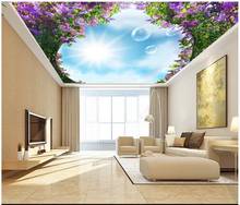 Custom ceiling wallpaper for walls 3 d zenith mural wallpaper Modern minimalist flower vine flower sky ceiling zenith mural 2024 - buy cheap