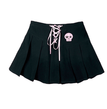 Mini saia gótica estampada com caveira, roupa estilo harajuku rock preta punk com cintura alta 2024 - compre barato
