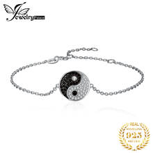 Jewelrypalace tai chi yin yang 925 prata esterlina elo de corrente pulseiras para mulher natural preto spinel redondo pulseira de pedra preciosa 2024 - compre barato