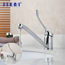 JIENI Brass Long Handle Chrome Polished Bathroom Basin Faucet Mixer Tap Deck Mounted Basin Sink Medical Hygiene Faucet 2024 - buy cheap