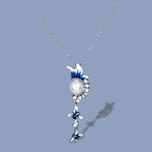 Collar con colgante de perlas de temperamento para mujer, gargantilla de plata 2021 de esmalte azul hecha a mano, cadena corta, joyería creativa, novedad de 925 2024 - compra barato