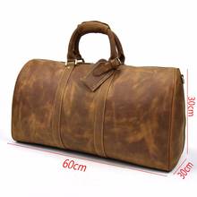 Big Capacity Genuine Leather Men Travel Bag vintage Crazy Horse Leather Male Travel Duffel Cow leather Luggage weekend bag 2024 - buy cheap
