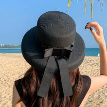 В стиле ретро; Обувь с круглым носком женская соломенная шляпа шапки бини, для путешествий, для отпуска, Штарка в винтажном стиле; Женская пляжная шляпа черно-белые оптом церемонии 2024 - купить недорого