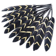 10pcs/lot Hand-painted Black Gold Goose Feather for Crafts 10-15cm  Jeweler Making Feathers home Party  Accessories Plume 2024 - buy cheap