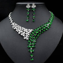 Zlxgirl jewelry luxury brand AAA cubic zircon wedding necklace earring jewelry sets women's big cooper bridal accessories ears 2024 - buy cheap