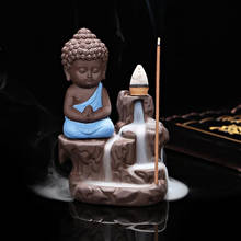 Ceramic The Little Monk Incense Burner Small Buddha Aromatherapy Censer Waterfall Backflow Incense Stick Holder Home Decor 2024 - buy cheap