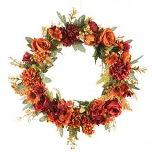 Corona Artificial duradera, hermosa guirnalda de otoño, decoración para el hogar, boda y vacaciones 2024 - compra barato